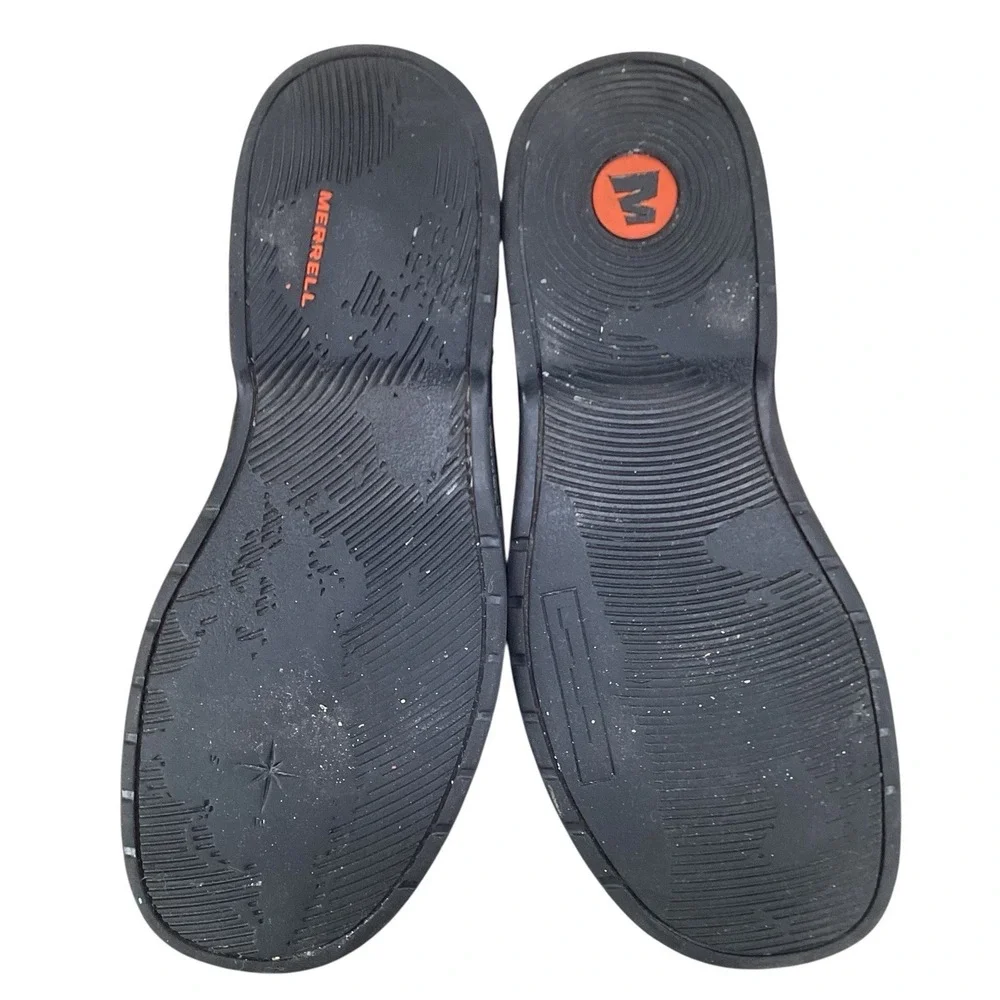 Merrell World Legend Shoes Men 9.5 Black Leather Slip On Pebbled Stollen J45053